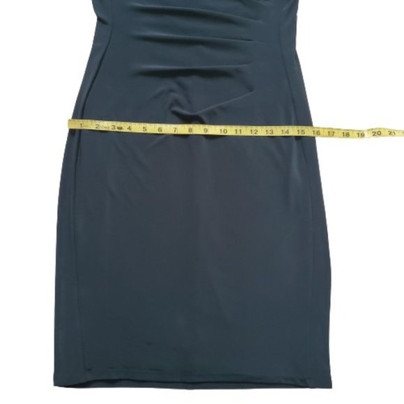 Lauren Ralph Lauren Women's Jonni Faux Leather Trim Gathered Sheath Dress Size 4 - Picture 10 of 15